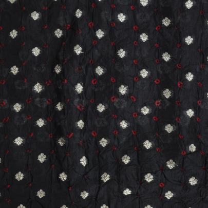 Chiniya silk bandhej with handwoven golden banarasi butti - Black/ Banarasi Bandhej 