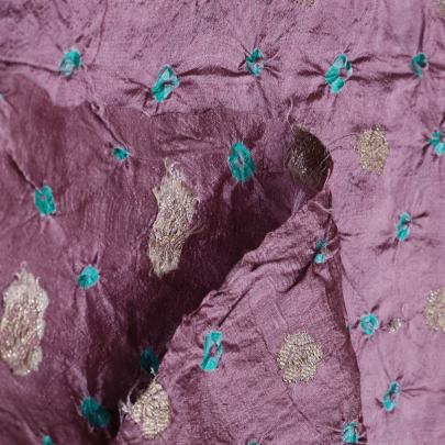 Chiniya silk bandhej with handwoven golden banarasi butti - Rose pink/ Banarasi Bandhej 