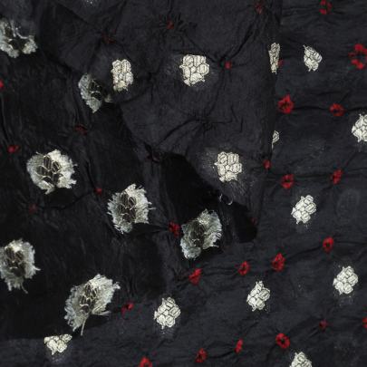 Chiniya silk bandhej with handwoven golden banarasi butti - Black/ Banarasi Bandhej 