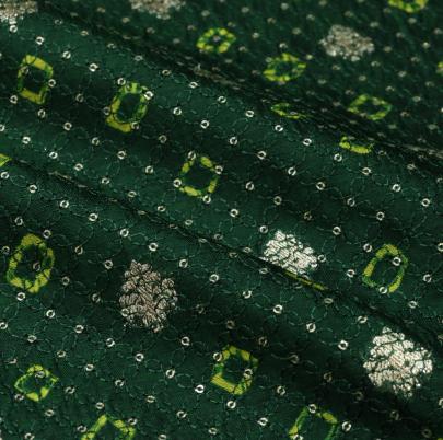 Chiniya silk with embroidery, bandhej & zari butti work/