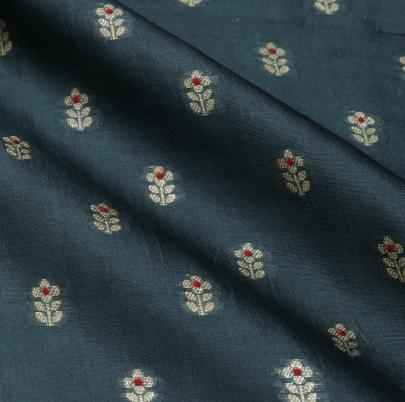 Chiniya silk with zari minakari butti - Grey/