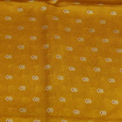 Chiniya silk with zari minakari butti - Mustard yellow/ Pure Banarasi fabrics
