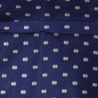 Chiniya silk with zari minakari butti - Navy Blue/ Pure Banarasi fabrics