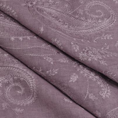 Floral self embroidery work on khadi linen fabric