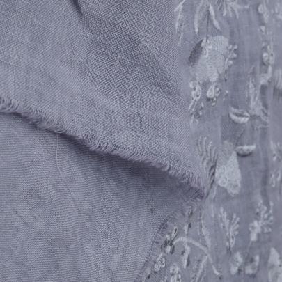 Floral self embroidery work on khadi linen fabric Banarasi Work