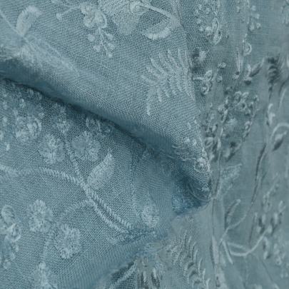 Floral self embroidery work on khadi linen fabric Banarasi Work