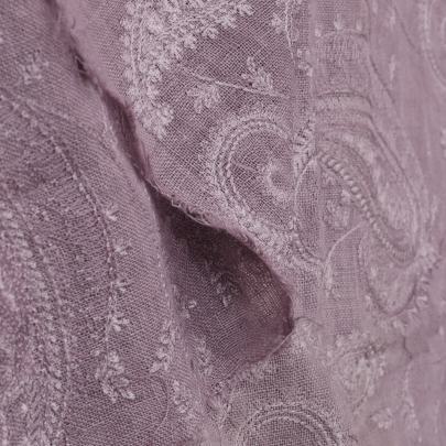 Floral self embroidery work on khadi linen fabric Banarasi Work