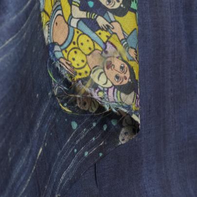 Handpainted kalamkari daman on pure tassar silk fabric Printed Silk fabrics