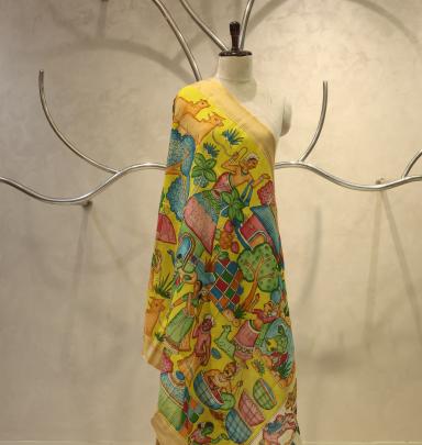 Handpainted kalamkari duppata