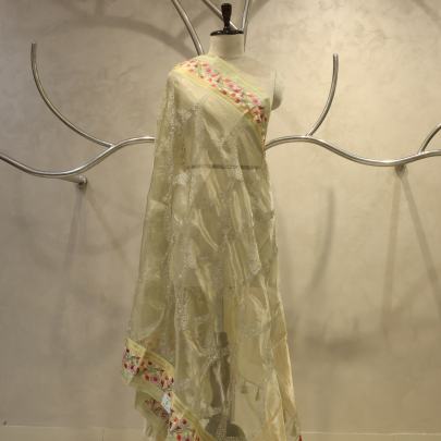 Kora Tissue Embroidery Work Dupatta 