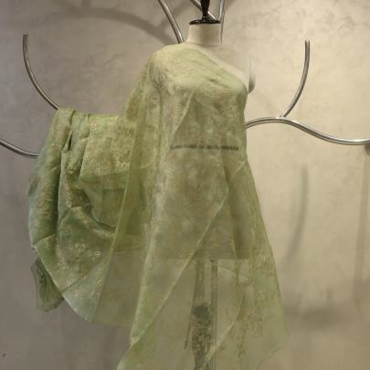 Kora silk embroidery work fabric