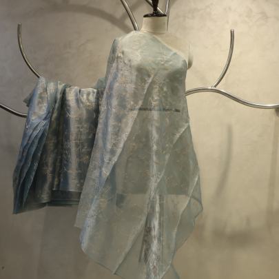 Kora silk embroidery work fabric