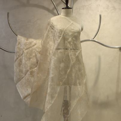 Kora silk embroidery work fabric