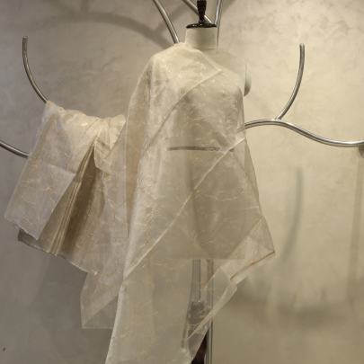 Kora silk embroidery work fabric