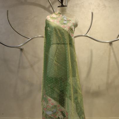 Kora tissue embroidery work duppata