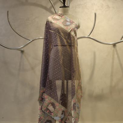 Kora tissue embroidery work duppata