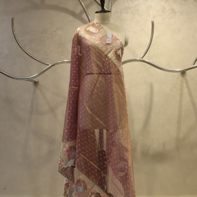 Kora tissue embroidery work duppata