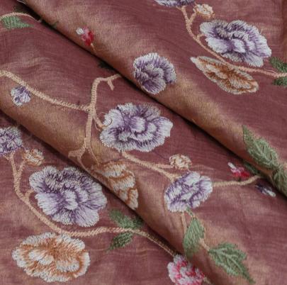 Multicolored embroidery jaal work on pure tissue fabric