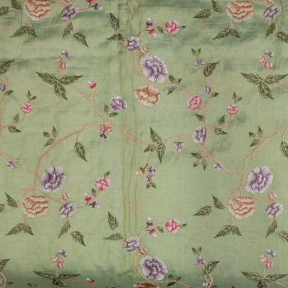 Multicolored embroidery jaal work on pure tissue fabric Banarasi Work