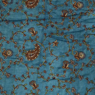 Multicolored embroidery jaal work on pure tassar silk fabric Banarasi Work
