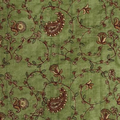 Multicolored embroidery jaal work on pure tassar silk fabric Banarasi Work