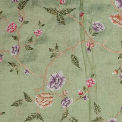 Multicolored embroidery jaal work on pure tissue fabric Banarasi Work