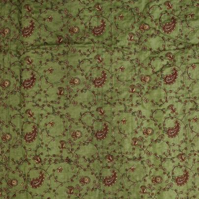 Multicolored embroidery jaal work on pure tassar silk fabric Banarasi Work