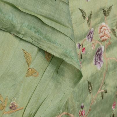 Multicolored embroidery jaal work on pure tissue fabric Banarasi Work