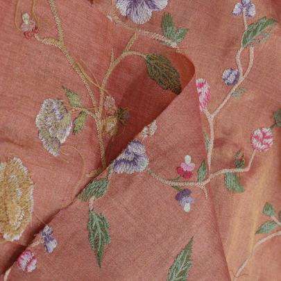 Multicolored embroidery jaal work on pure tissue fabric Banarasi Work