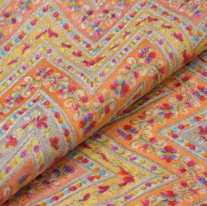 Munga Silk Multi-Colour Zig-Zag With Banarasi Work/