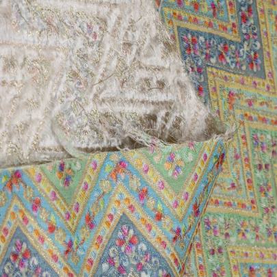 Munga Silk Multi-Colour Zig-Zag With Banarasi Work/ Pure Banarasi fabrics