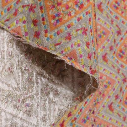 Munga Silk Multi-Colour Zig-Zag With Banarasi Work/ Pure Banarasi fabrics