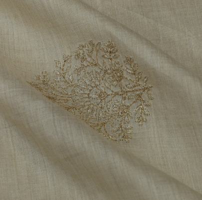 Munga Silk with Golden & Silver Embroidery Butta work fabric