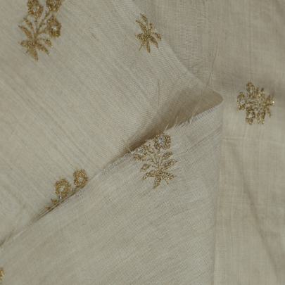 Munga Silk with Golden & Silver Embroidery Butta work fabric Pure Banarasi fabrics
