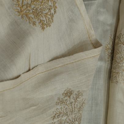 Munga Silk with Golden & Silver Embroidery Butta work fabric Pure Banarasi fabrics