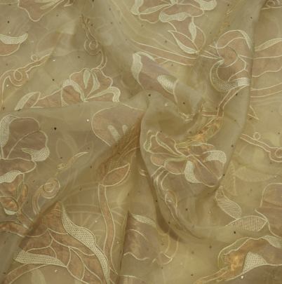 Organza applique & mukesh work fabric