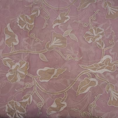 Organza applique & mukesh work fabric Banarasi Work