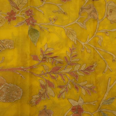 Organza applique work fabric Banarasi Work