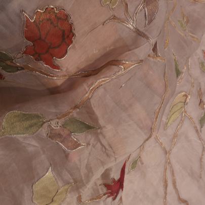 Organza applique work fabric Banarasi Work