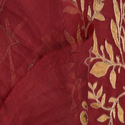 Organza applique work fabric Banarasi Work