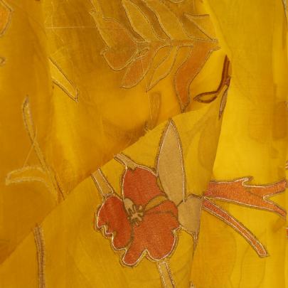 Organza applique work fabric Banarasi Work