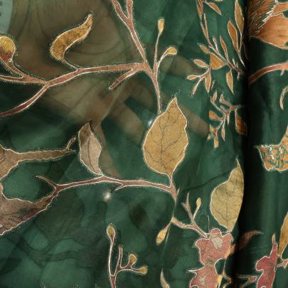 Organza applique work fabric Banarasi Work