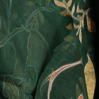 Organza applique work fabric Banarasi Work