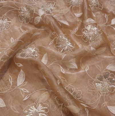 Organza embroidery work fabric