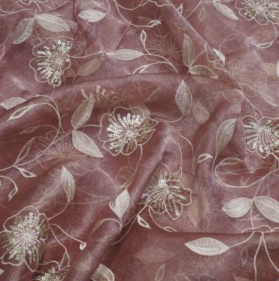 Organza embroidery work fabric