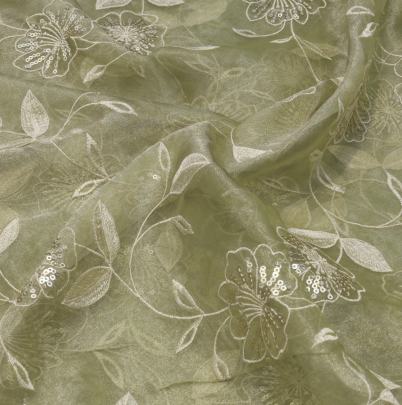 Organza embroidery work fabric