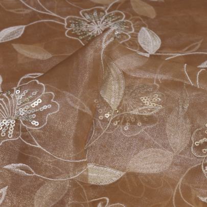 Organza embroidery work fabric Banarasi Work