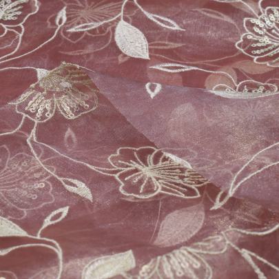 Organza embroidery work fabric Banarasi Work