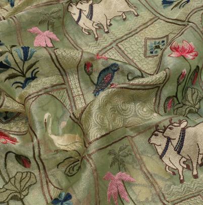 Organza tissue embroidery work fabric