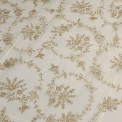 Organza with golden work fabric Banarasi Work